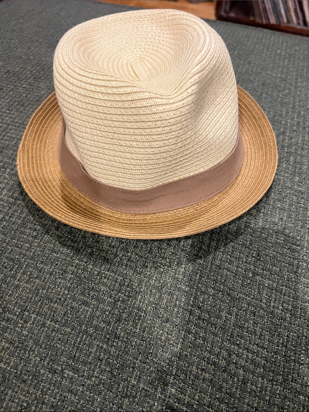 Mint by Goorin Two-Tone Straw Fedora Hat - Cream and Brown (one sz)